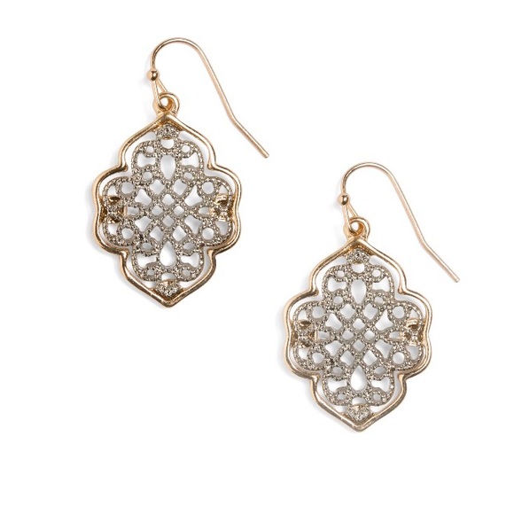 Bancroft Jewelry - Gold Drop Earrings with Silver Filigree- Brand New